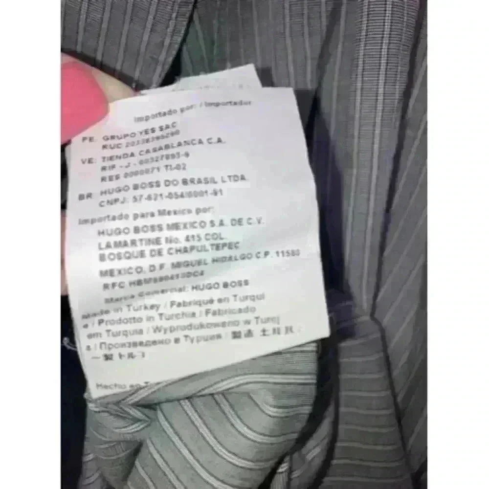 HUGO BOSS Long Sleeve Shirt Stretch Grey Striped Collar Dress Shirt 15 3/4 40 - Picture 7 of 12